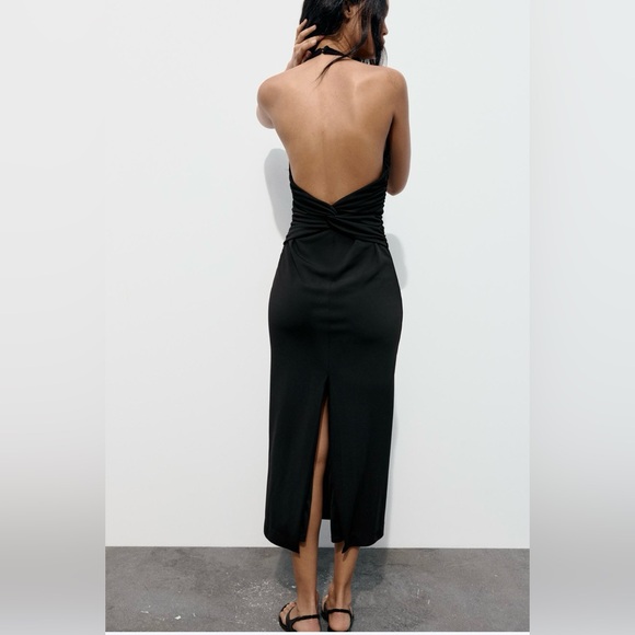 ZARA OPEN BACK HALTER DRESS SIZE L - Picture 4 of 14
